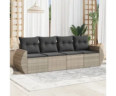 Sofa Sofos komplektas su pagalvėlėmis, 4 dalių, pilkas, poliratanas