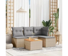 Sofa Sofos komplektas su pagalvėlėmis, 5 dalių, smėlio, poliratanas