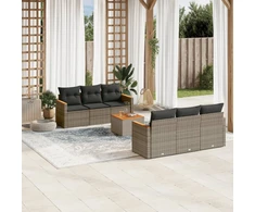 Lauko baldų komplektas Sofos komplektas su pagalvėlėmis, 7 dalių, pilkas, poliratanas