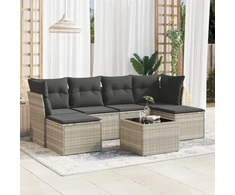 Sofa Sofos komplektas su pagalvėlėmis, 7 dalių, pilkas, poliratanas