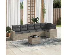 Sofa Sofos komplektas su pagalvėlėmis, 7 dalių, pilkas, poliratanas