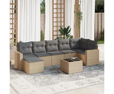Sofa Sofos komplektas su pagalvėlėmis, 8 dalių, smėlio, poliratanas