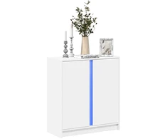 Šoninė spintelė su LED, balta, 77x34x85cm, apdirbta mediena