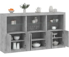Šoninė spintelė su LED lemputėmis, betono pilka, 181,5x37x100cm