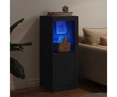 Šoninė spintelė su LED lemputėmis, juodos spalvos, 41x37x100cm