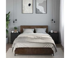Spintelės prie lovos 2 vnt Juodos 40x31x50cm Mediena ir metalas
