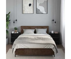 Spintelės prie lovos 2 vnt Juodos 40x31x50cm Mediena ir metalas