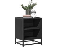 Spintelės prie lovos 2 vnt Juodos 40x31x50cm Mediena ir metalas