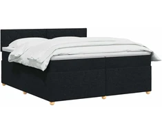 Spyruoklinė lova su čiužiniu Juoda 200 x 200 cm Audinys