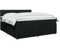 Spyruoklinė lova su čiužiniu Juoda 200 x 200 cm Audinys