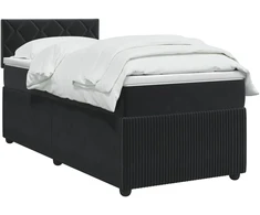 Spyruoklinė lova su čiužiniu Juoda 80 x 200 cm Aksomas