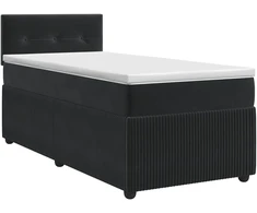 Spyruoklinė lova su čiužiniu Juoda 90 x 200 cm Aksomas