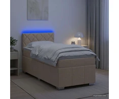 Spyruoklinė lova su čiužiniu Kreminė 90 x 200 cm Audinys