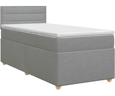 Spyruoklinė lova su čiužiniu Šviesiai pilka 80 x 200 cm Audinys