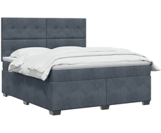 Spyruoklinė lova su čiužiniu Tamsiai pilka 140 x 190 cm Aksomas