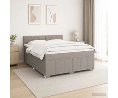 Spyruoklinė lova su čiužiniu Taupe 140 x 190 cm Audinys