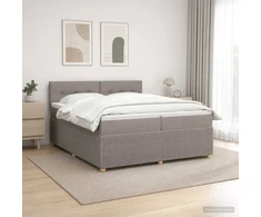 Spyruoklinė lova su čiužiniu Taupe 200 x 200 cm Audinys