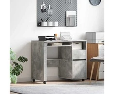 Stalas su ratais Betono pilka 91 x 50 x 77 cm Apdirbta mediena