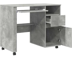 Stalas su ratais Betono pilka 91 x 50 x 77 cm Apdirbta mediena