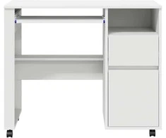 Stalas su ratais su ratu Balta 91 x 50 x 77 cm Apdirbta mediena