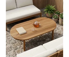 Stalo viršus 110 x 55 x 3,5 cm Ovalo Kieto teka medžio Natūrali