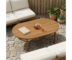 Stalo viršus 120 x 70 x 3,5 cm Ovalo Kieto teka medžio Natūrali