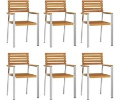 Sodo Kėdė 6 pcs Natūralus aliejus Kietos akacijos mediena
