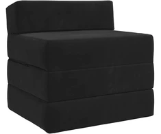Sofa Sulankstomas Sofos Lova Juoda 200 x 70 x 15 cm Aksomas