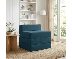 Sofa Sulankstomas Sofos Lova Mėlyna 200 x 70 x 15 cm Aksomas