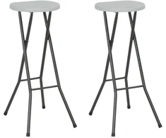 Sulankstomos baro taburetės, 2 vnt., HDPE ir plienas, baltos