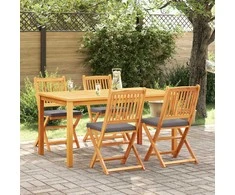 Sulankstoma kėdė su pagalve 4 pcs Pilka 49 x 57.5 x 92cm