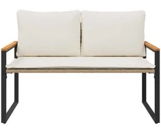 suoliukas Bežė ir kreminė balta 115 x 65 x 72 cm Ratanas