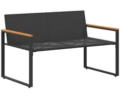 suoliukas Juoda ir kreminė balta 115 x 65 x 72 cm Ratanas