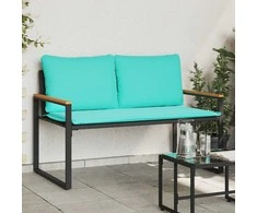 suoliukas su pagalve Juoda ir turkio 115 x 65 x 72 cm Ratanas
