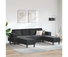 Svetainės sofa 3 pcs Juoda 250 x 188 x 76 cm