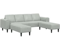 Svetainės sofa 3 pcs Šviesiai pilka 250 x 188 x 76 cm