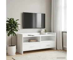 TV staliukas Televizoriaus spintelė 100 x 33 x 47 cm Balta Apdirbta mediena