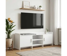 TV staliukas Televizoriaus spintelė 130 x 33 x 47 cm Balta Apdirbta mediena