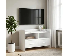 TV staliukas Televizoriaus spintelė 71,5 x 33 x 47 cm Balta Apdirbta mediena