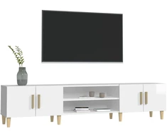 TV staliukas Televizoriaus spintelė, balta, 180x31,5x40cm, mediena, blizgi