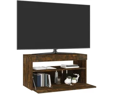 TV staliukas Televizoriaus spintelė su LED, dūminio ąžuolo, 75x35x40cm