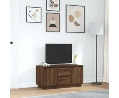 TV staliukas Televizoriaus spintelė su LED, ruda ąžuolo, 100x41x50 cm