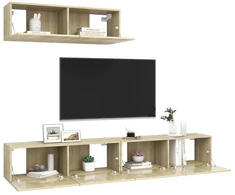 TV staliukas Televizoriaus spintelės, 3vnt., sonoma ąžuolo, apdirbta mediena