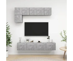 TV staliukas Televizoriaus spintelių komplektas, 5 dalių, betono, mediena
