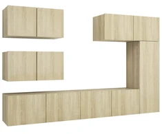 TV staliukas Televizoriaus spintelių komplektas, 6 dalių, ąžuolo, mediena