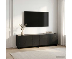 TV staliukas Televizoriaus stovas 140 x 34,5 x 40 cm Juoda Apdirbta mediena