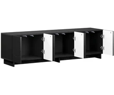 TV staliukas Televizoriaus stovas 140 x 34,5 x 40 cm Juoda Apdirbta mediena