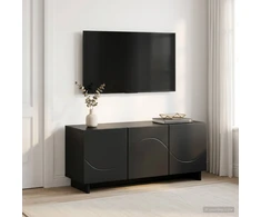 TV staliukas Televizoriaus stovas 90 x 34.5 x 40 cm Juoda Apdirbta mediena