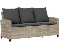 Trivietė sodo sofa su pagalvėlėmis ir staliuku, šviesiai pilka