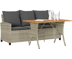 Trivietė sodo sofa su pagalvėlėmis ir staliuku, šviesiai pilka